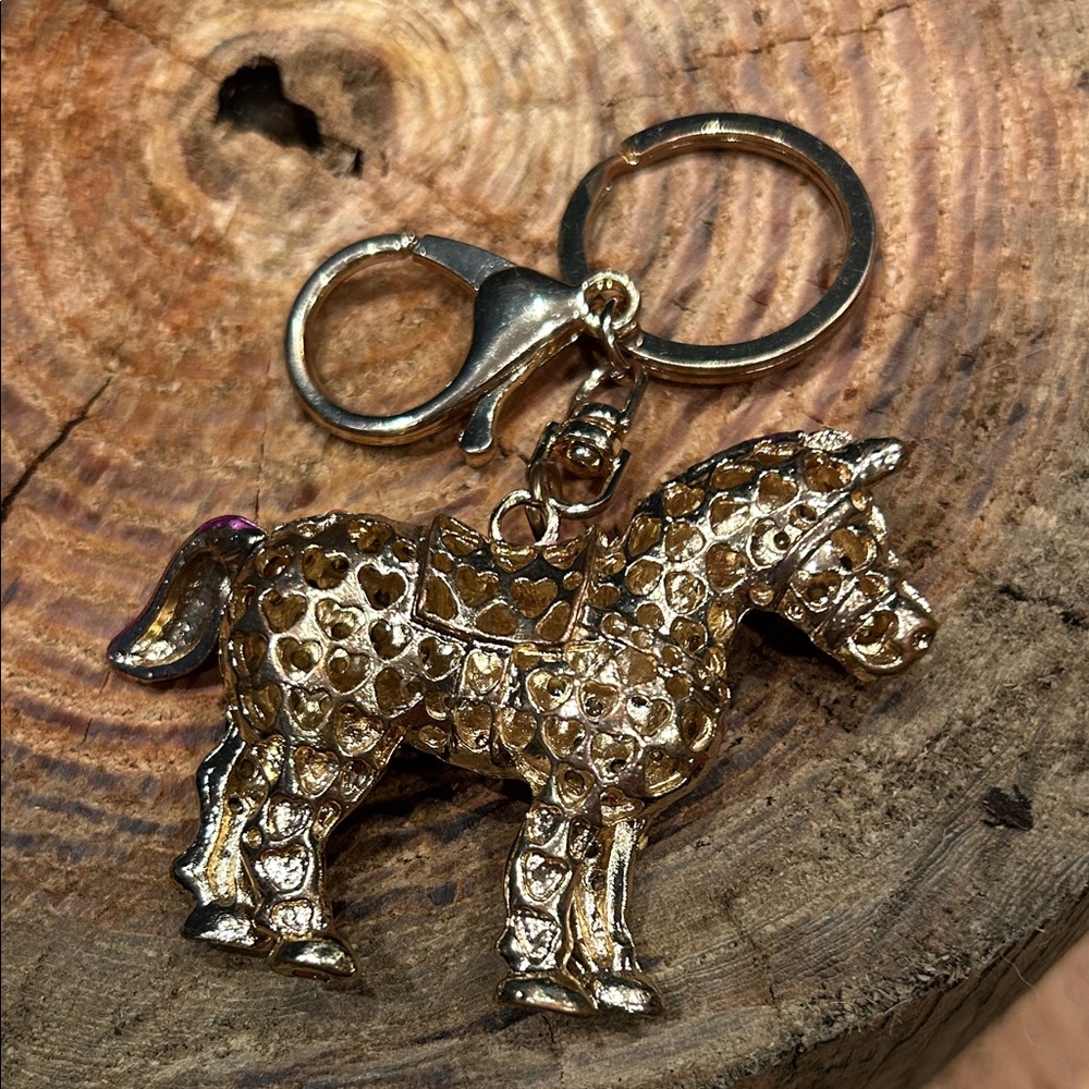 Gold and Pink Rhinestone Key Holder - Picture 3 of 4